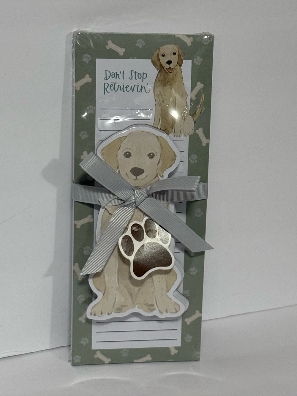 Don't Stop Retrievin' Dog Notepad Set with Paw Accent - Green